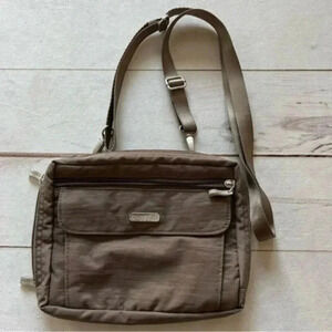 BAGGALLINI Women’s Multi Pocket Crossbody Shoulder Brown Nylon Bag